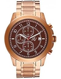 Reloj hombre Louis Villiers reloj 47 mm de acero color marrón y pulsera rosa dorado en acero LV1014
