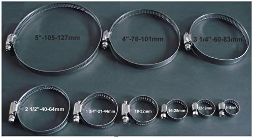 Various Sizes, Choose: Hose Ring Jubilee Type Clips Clamps Fuel Water AIR Pipe Small Medium Large Stainless Steel (12-19mm - Band Width:8mm - Pack of 10)