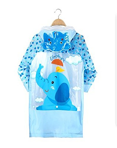 Korean Lovely Baby Raincoat Fashion Children Rainwear Blue Elephant M