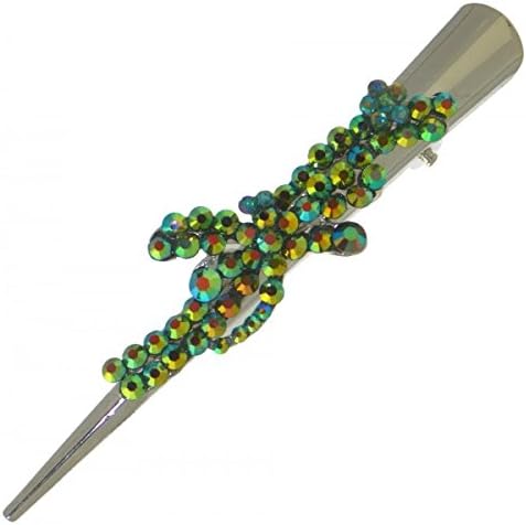 MADDELENA Silver tone Green Crystal Dragonfly Beak Clip