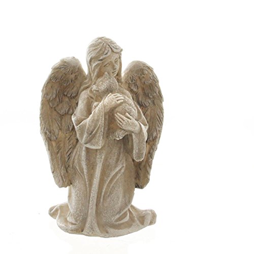 Tiergrab Grabengel mit Katze auf Arm schlafend. Höhe 12,5cm