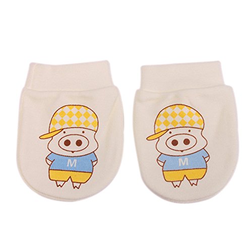 Hengsong Cute Animal Infant Scratch Mittens Newborn Warmer Gloves Soft Finger Protector (Yellow)