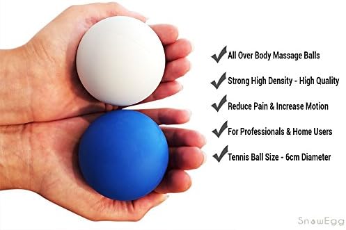 SnowEgg Fitness– Premium Lacrosse Massage Balls – Trigger Point Therapy Targeting All Body Areas – Head, Neck, Back, Arms, Legs, Feet - Individual or Set of 2 with Padded Mesh Carry Bag (White, 1)