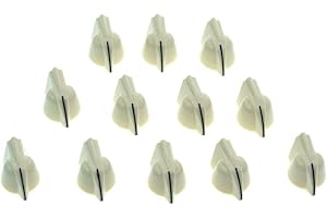 KAISH Lot de 12 mini boutons de potentiomètre vintage en forme de tête de poule pour guitare, basse, amplificateur, pédale d'effet, boutons avec vis de réglage, blanc vieilli