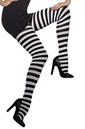 Smiffy'S 42761 Pantis Opacosss A Rayas, Negro / Blanco, Xs A L -...