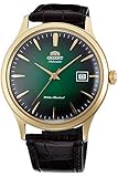 Verde y Marrón Orient Reloj Analógico para Unisex Adultos de Automático con Correa en Cuero FAC08002F0