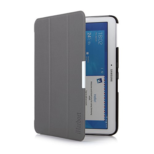 iHarbort® Samsung Galaxy Tab 4 10.1 Hülle – Ultra Slim Leder Tasche Hülle Etui Schutzhülle Für Samsung Galaxy Tab 4 10.1 Zoll T530 T535 Case Holder mit automatischer Weckfunktion (Galaxy Tab 4 10.1, Grau) - 5
