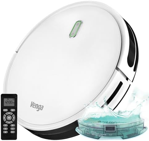Venga! Aspirapolvere Robot Lavapavimenti, Facile da usare, 6 Modalità di Pulizia, Silenzioso, Bianco, VG RVC 3000