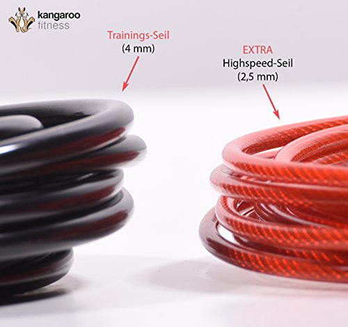 ⭐ Kangaroo Fitness ⭐ – Speed Rope Springseil von höchster Qualität – langlebige Bauweise & ergonomische Anti-Rutsch Handgriffe sowie Bonus Trainingsplan & extra Seil - 4