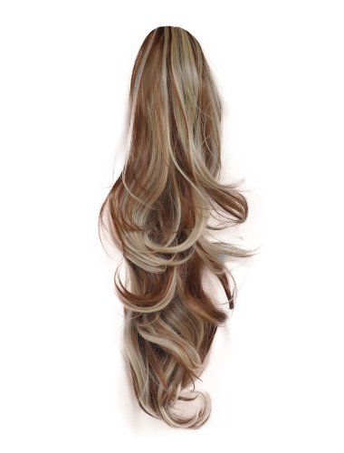 Elegant Hair - 22" PONYTAIL Clip in Hair Piece FLICK Medium Brown/Blonde Mix #6/613 REVERSIBLE Claw Clip 250g