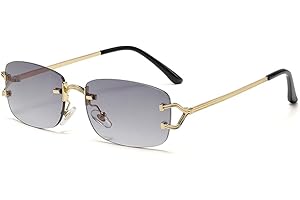 kachawoo Petites lunettes de soleil carrées sans monture pour femmes en métal sans monture lunettes de soleil rétro de marque de luxe lunettes de conception lunettes à lentille étroite