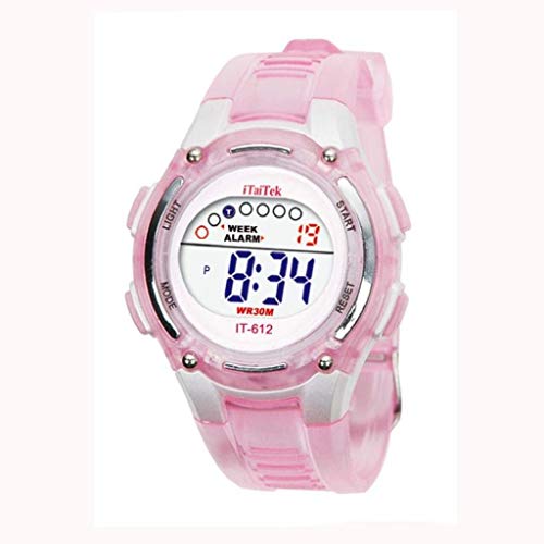 Preisvergleich Produktbild Kaitoly Kinderuhren auf Abstand Kinder Jungen Mädchen Schwimmen Sport Digital Wasserdicht Armbanduhr, rosa