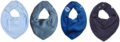 Pippi * Set of 4 Baby Bibs Triangle Neck Scarf Set of 4 Light Blue/Blue-Grey * Vallarta Blue Dark blue