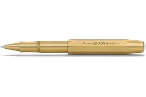Kaweco Brass Sport długopis żelowy/długopis w zestawie z kulką kulkową 0,7 mm, dla osób leworęcznych i praworęcznych, klasyczny design z ceramiczną kulką, wałek żelowy z mosiądzu 13,5 cm, czarny