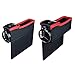 Produktbild Autositz Ablagen, Foxom 2 Stück PU Leder Auto Seitenschlitz Taschen Premium Auto sitz Organizer / Aufbewahrungs-box / Gap Filler mit Münzen Veranstalter und Becherhalter (Schwarz + Rot)