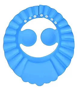 PAVITYAKSH New Adjustable Safe Soft Bathing Baby Shower Cap Wash Hair for Children Baby Eye Ear Protector Adjustable Leaves Shape Bathing Shower Cap (BLUE)