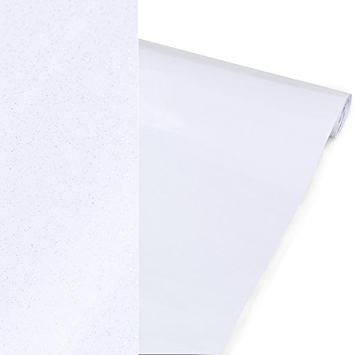 61cm Rolle – 10m (Laufmeter) weiß mit Glitzer Selbstklebend Möbelfolie Klebefolie Bastelfolie Plotterfolie Schrankfolie Dekofolie Küchenfolie - 4