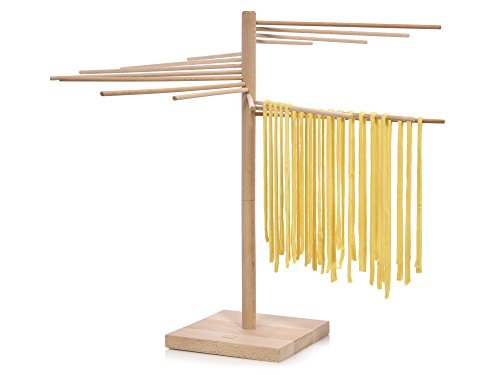 Sänger Pastatrockner XXL Faltbar aus Holz Nudeltrockner | Gesamthöhe 50 cm | 16 abnehmbare Arme | Armlänge 30 cm | Geschütztes Design | Stabile Basis zum problemlosen trocknen selbstgemachter Pasta - 2