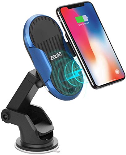 Chargeur sans Fil Rapide Voiture, ZIGLINT Chargeur Auto sans Fil à Induction Détection Infrarouge,10/7.5/ 5W Qi Support Téléphone Chargeur Rapide Compatible avec iPhoneX/ 8/8 Plus, Samsung Galaxy S9