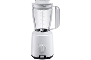 Braun Household PowerBlend 1 JB1000WH mikser stojący z nasadką do miksowania 1,5 l, pomocnik kuchenny do rozdrabniania, przecierania i miksowania, funkcja kruszenia lodu, 2 prędkości, 600 W, biały