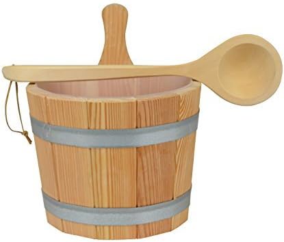 Larch Wood Sauna Set of 3 # 608 Bucket with Plastic Inserts, Trowel