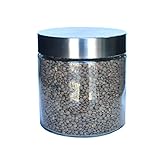 Bote de cristal hermético, capacidad 0.9 L, con tapa de acero inoxidable enroscable. Tarro cristal.