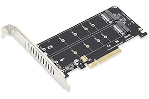 ‎DPOFIRS Dpofirs Adapterkarte mit 2 X 32 Gbit/s Erweiterungskarten, Dual M.2 NVMe SSD zu PCIE X8 M Key Festplattenkonverter Leser Erweiterungskarte, Unterstützt Full Speed ​​NVME SSD/M.2 PCIE(ph45)