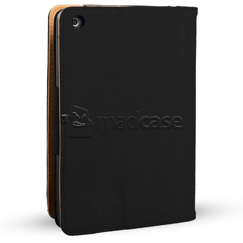 Apple iPad mini Madcase Ledertasche Tasche Etui Cover Case mit Dokument Hülse und Auto Schlaf – Wach Funktion premium Leder – schwarz - 6