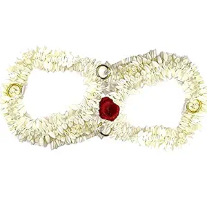 Kidzoo 33cm Artificial White Jasmine Flower Gajra Hair Bun Accessories for Women and Girls - Pack of 2