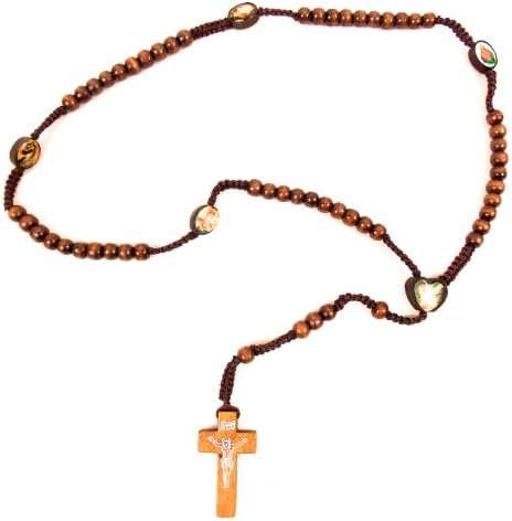 Chapelet Catholique Mexicain - Bois couleur Marron fonce - Christianisme