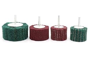 GREADEN 1x Roue à lamelles de satinage, cylindre de satinage, 25 mm x 25 mm, pour le nettoyage, le ponçage et le polissage du bois et du métal - Avec toile émeri Rouge