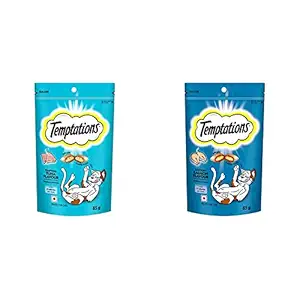 Temptations Cat Treat, Tempting Tuna Flavour - 85 g & Cat Treat, Savoury Salmon Flavour - 85 g