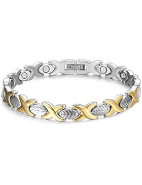 JFUME Schmuck Damen Edelstahl Magnetische Armband Sliber und Gold armband Link Armband 19CM