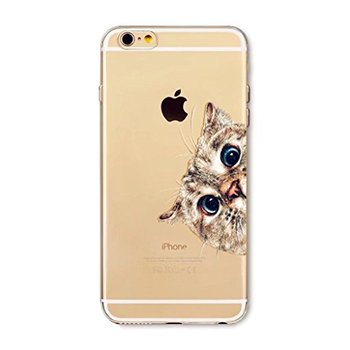 iPhone 7 Hülle,iPhone 7 Case,iPhone 7 (4.7 Zoll) Silikon Schutzhülle, MUTOUREN Transparent Durchsichtig TPU Silikon Bumper Case Soft Gel Crystal Cover Hülle Ultra Slim Dünn Protective Schutzhülle Handy Tasche Etui Cover für Apple iPhone 7 (4.7 Zoll), Cartoon Cat Karikatur Katze