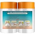 LLPT Tape and Drape Pre-Taped Masking Film | 90cm(Unfolded) x 20m | Each 2 Pack | General Painters Plastic Dust Sheets for Auto Wall Furniture Painting Spraying Protection (MFT902)