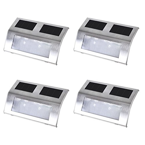 Preisvergleich Produktbild vidaXL 4 x Solar Treppen Lampe LED Wandleuchte Garten Solarlampe Gartenlampe