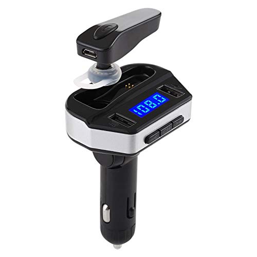 SHENGCHU Auriculares Bluetooth 2 En 1 para Cargador De Automóvil, Transmisor FM con Adaptador De Transmisión Inalámbrica, Tres Modos De Reproducción, Llamadas Manos Libres Y Carga Rápida