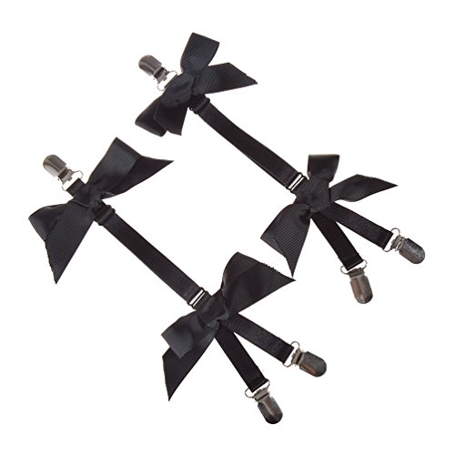 Preisvergleich Produktbild YNuth 1 Paar Damen Strumpfhalter Hüfthalter Clips Schleife Schwarz Einstellbar