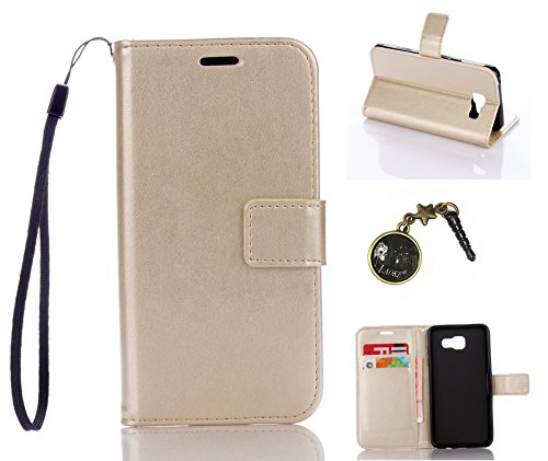 For Samsung Galaxy A5 (6) A510 °F (2016) Leather Case for Samsung Galaxy Book A5 (6) A510 °F (2016) Flip Phone Cover with Magnetic Credit Card Slots Stand Case + Dust Plug