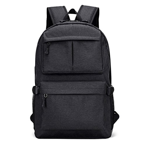 Rucksack Herren Damen Schulrucksack Rucks  cke Wasserfeste Schul-Reise Tasche mit USB Ladestation  Schwarz 
