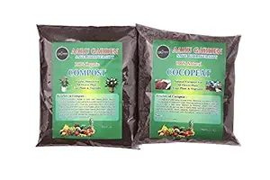 Aaru Garden Organic Compost & Cocopeat Fertilizer Manure for Plants, 100% Organic, Cow Dung, Fertilizer for Plants, Compost & Cocopeat Combo for Plants 1.5 KG.
