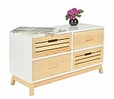 ts-ideen Landhaus Kommode Sideboard zur Aufbewahrung im Kinderzimmer Flur Badezimmer Wohnzimmer Büro aus Pinienholz mit MDF weiß und Natur - 6