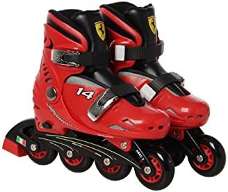 In Line Skates, Children, The Original Ferrari, Roller Skates, Official Ferrari Product, Size 29 – 32. Adjustable Roller Blade, with Boot Fitness, Gambaletto Articulated and Brake Pad.