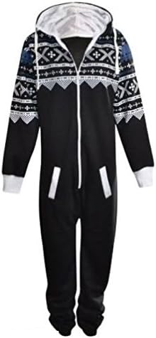Mens Unisex Aztec Print Zip Up Oska Onesie All In One Hooded Jumpsuit Playsuit