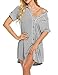 Produktbild MAXMODA Damen Nightgown Knöpfe Schlafshirt Kurzarm mit V-Ausschnitt Nachtwäsche Grau S