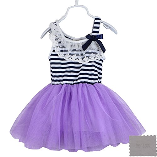 xhorizon® T170 Baby Girls Toddler Kids Stripe Lace Tulle Cotton Dress