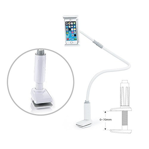 EasyAcc Desktop-Ständer Schwanenhals Halter Handy/Tablets halterung 360 Drehen (Weiß / Grau) - 7