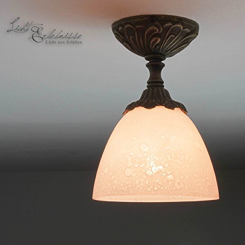 Premium Deckenleuchte aus Messing antik Jugendstil E14 bis 40W 230V für Glas matt Flur Wohnzimmer Esszimmer Lampen Leuchte Beleuchtung Deckenlampe - 