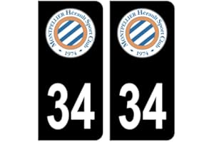 HADEXIA Adhesivo para placa de matrícula 34 Montpellier Hérault Sporting Club Negro