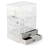 CATLXC Acryl Multifunktionale Ohrringe Schmuck Kosmetik Aufbewahrungs Box - Schmuckkästchen Schubladen Box Schminke - Elegant Organizer - Transparent
